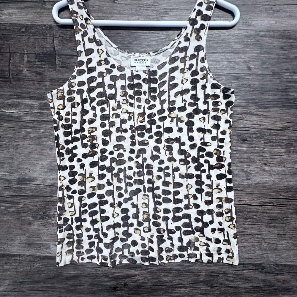 Chico's Black and White Fitted Ribbed Tank Top